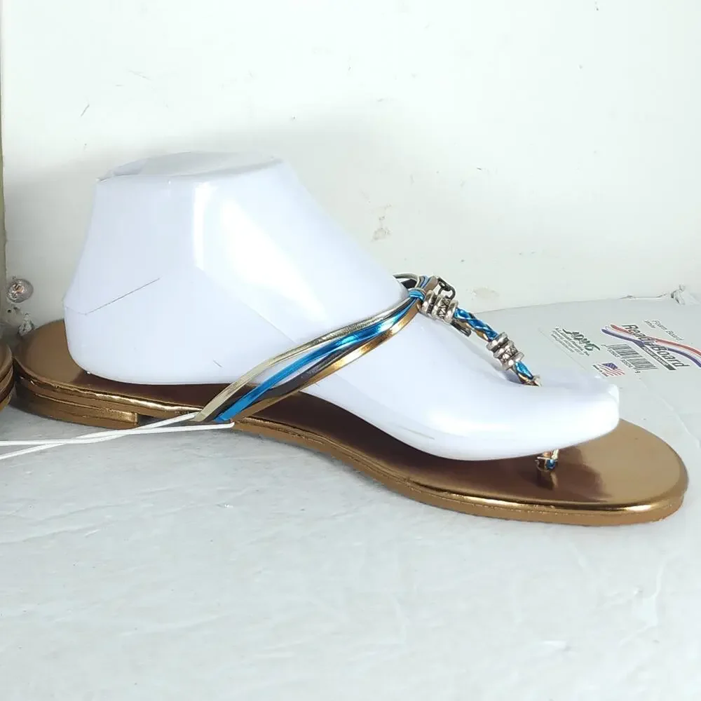 Candies Women's Y2K Vtg US 9-10 Bronze Flat Flip Flops Thong Sandals NWT